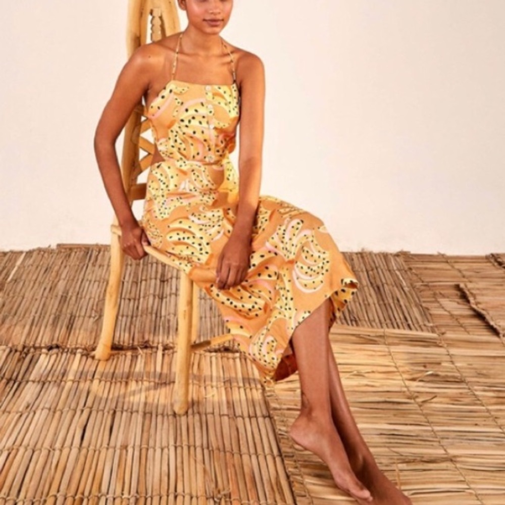 NWOT Farm Rio Banana Print Linen Dress